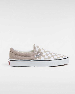 Beige Men Vans Classic Checkerboard Slip On Shoes Canada | VN6193724