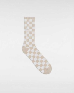 Beige Unisex Vans Checkerboard Crew (1 Pair) Socks Canada | VN2768305