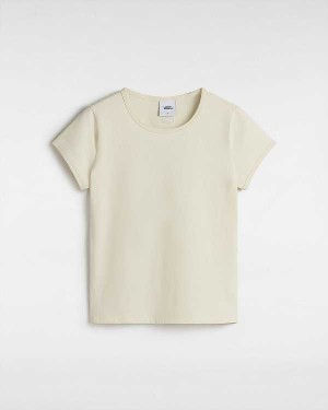 Beige Women Vans Premium Short Sleeve Baby T Shirts Canada | VN6189237