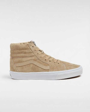 Beige Women Vans Sk8-Hi Pig Suede Skate Shoes Canada | VN0251984