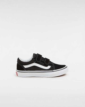 Black Kids' Vans Old Skool Hook And Loop (4-8 Years) Sneakers Canada | VN7109253