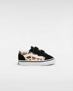 Black Kids' Vans Old Skool Hook and Loop Glitter (1-4 Years) Sneakers Canada | VN3751489