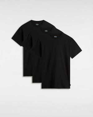 Black Men Vans Basic (3 pack) T Shirts Canada | VN0279348