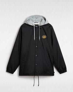 Black Men Vans Riley II Coach Jacket Canada | VN4725031