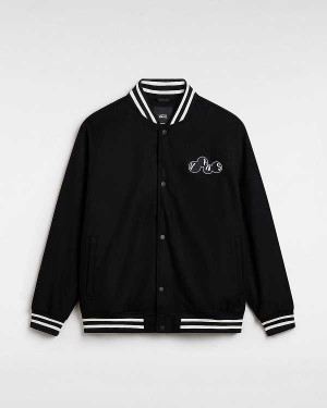 Black Men Vans Scuttle Baseball Jacket Canada | VN9420876