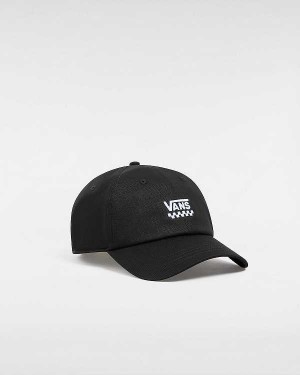 Black Unisex Vans Court Side Curved Bill Jockey Hats Canada | VN4531076