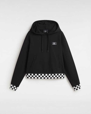 Black Women Vans Boom Boom Check Crop Sweatshirt Canada | VN0261385