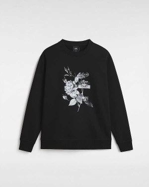 Black Women Vans Damask Crew Sweatshirt Canada | VN0432175