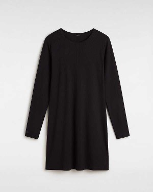 Black Women Vans Drew Rib Long Sleeve T Shirts Canada | VN2107985