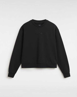 Black Women Vans Essential Crew Sweatshirt Canada | VN8914037