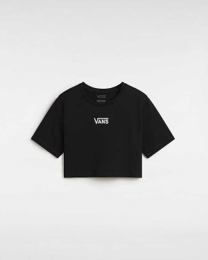 Black Women Vans Flying V Crew Crop T Shirts Canada | VN8956170