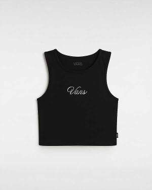 Black Women Vans Small Staple Fitted Crop Tank Top Canada | VN1058463