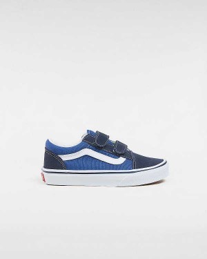 Blue Kids' Vans Old Skool Velcro (4-8 years) Sneakers Canada | VN0213958