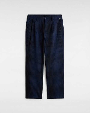 Blue Men Vans Authentic Chino Loose Tapered Plaid Pants Canada | VN2061758