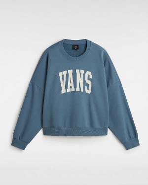 Blue Women Vans Stadium French Terry Loose Crew Sweatshirt Canada | VN1683095