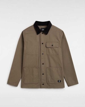 Brown Men Vans Drill Chore Jacket Canada | VN3715920