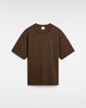 Brown Men Vans Premium Short Sleeve T Shirts Canada | VN4801572