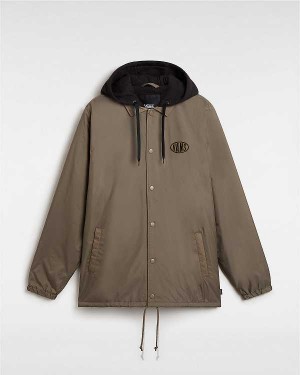 Brown Men Vans Riley Coaches Jacket Canada | VN8514976