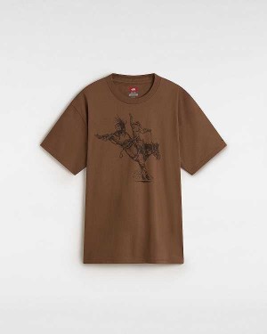 Brown Men Vans Skate Pedro Delfino T Shirts Canada | VN4560328