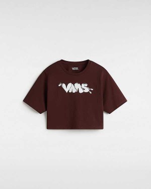 Brown Women Vans Busted Type Crew Crop T Shirts Canada | VN7814603