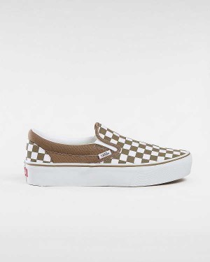 Brown Women Vans Classic Slip-On Platform Shoes Canada | VN5038461