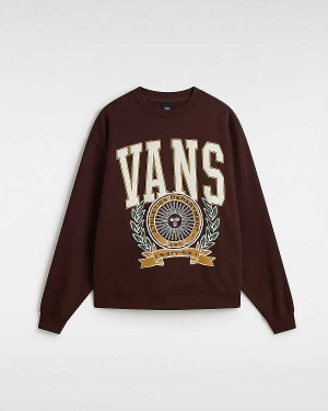Brown Women Vans First Team Oversized Crew Sweatshirt Canada | VN3401857