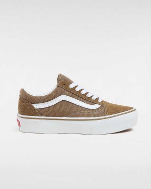 Brown Women Vans Old Skool Platform Shoes Canada | VN7583642