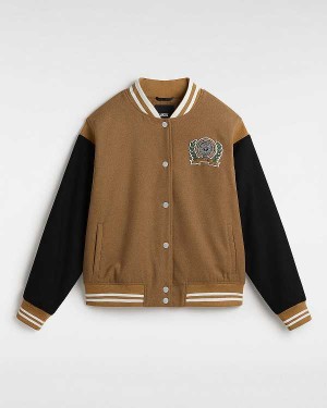 Brown Women Vans Piper Stadium Jacket Canada | VN8206319