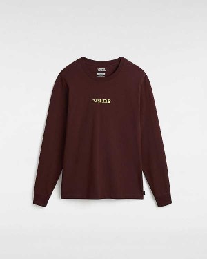 Brown Women Vans Vitality Fields Long Sleeve T Shirts Canada | VN6972418