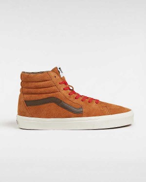 Brown / Orange Women Vans Sk8-Hi Pig Suede Skate Shoes Canada | VN0723146