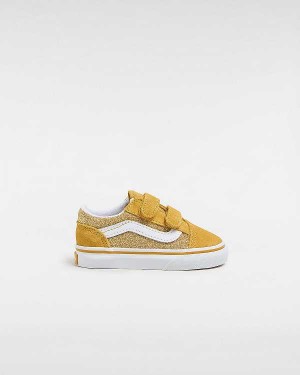 Gold Kids' Vans Old Skool Glitter (1-4 Years) Sneakers Canada | VN3642850