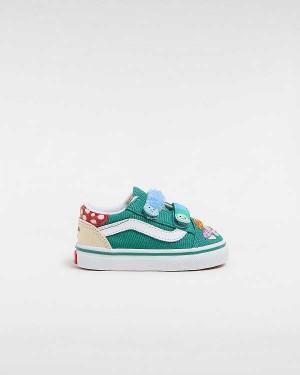 Green Kids' Vans Old Skool Hook And Loop (1-4 Years) Sneakers Canada | VN1205396