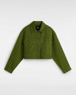 Green Women Vans Raynes Crop Trucker Jacket Canada | VN2759436