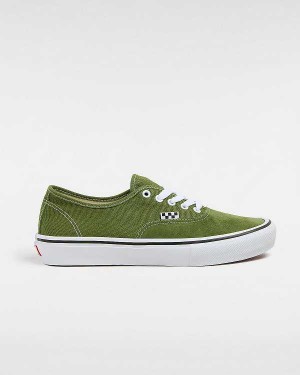 Green / White Men Vans Authentic Skate Shoes Canada | VN5304796