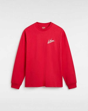 Red Men Vans Dettori Loose Long Sleeve T Shirts Canada | VN4786253