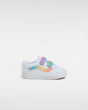 White Kids' Vans Old Skool Hook And Loop (1-4 Years) Sneakers Canada | VN1082576