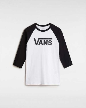 White Men Vans Classic Raglan T Shirts Canada | VN8625794
