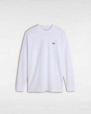 White Men Vans Left Chest Hit Long Sleeve T Shirts Canada | VN7025163