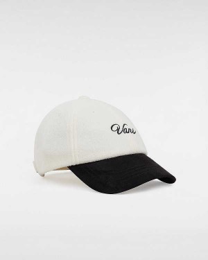 White Unisex Vans Script Curved Bill Jockey Hats Canada | VN6754839