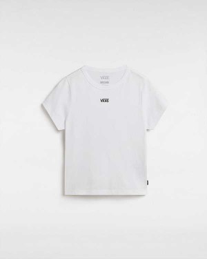 White Women Vans Basic mini T Shirts Canada | VN4839026