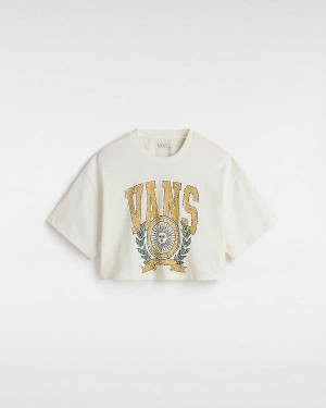 White Women Vans First Team Relax Crop T Shirts Canada | VN2035784