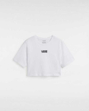 White Women Vans Flying V Crew Crop T Shirts Canada | VN3015679
