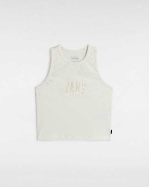 White Women Vans Varsity Racer Tank Top Canada | VN4092735