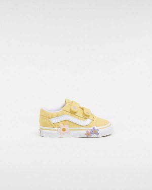 Yellow Kids' Vans Old Skool Hook And Loop (1-4 Years) Sneakers Canada | VN4567902
