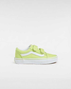 Yellow Kids' Vans Old Skool Hook and Loop Glitter (4-8 years) Sneakers Canada | VN8216439