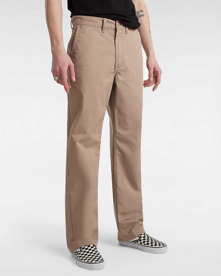 Beige Men Vans Authentic Chino Relaxed Pants Canada | VN5876019