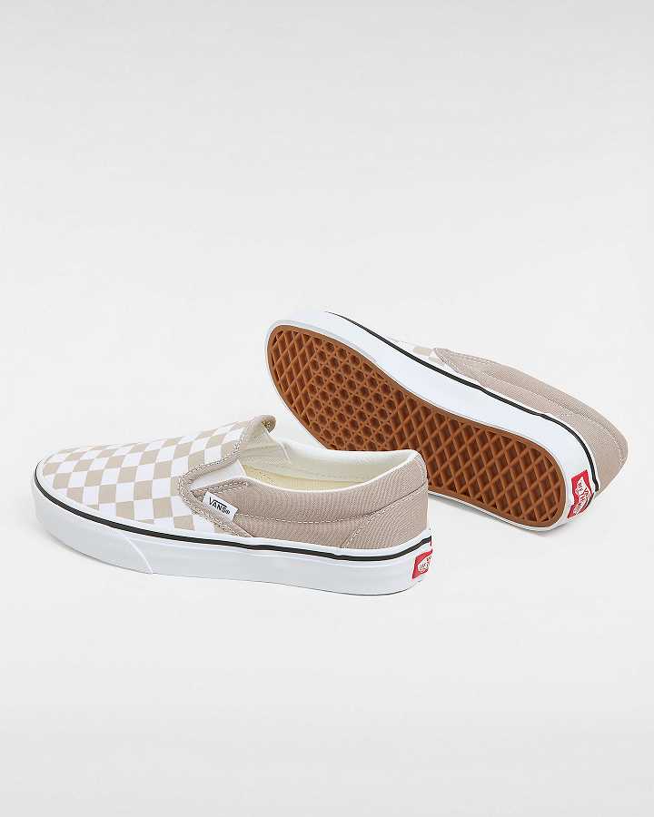 Beige Men Vans Classic Checkerboard Slip On Shoes Canada | VN6193724