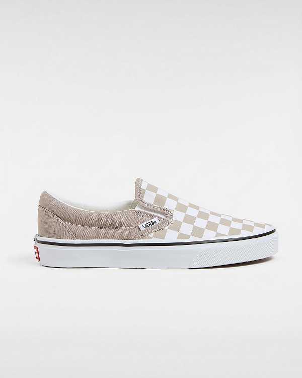 Beige Men Vans Classic Checkerboard Slip On Shoes Canada | VN6193724