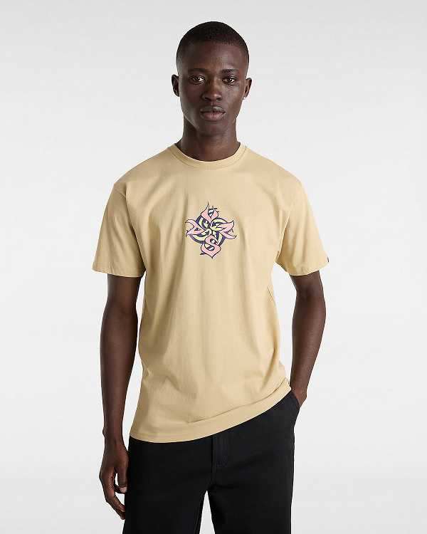 Beige Men Vans Orbits T Shirts Canada | VN5203487