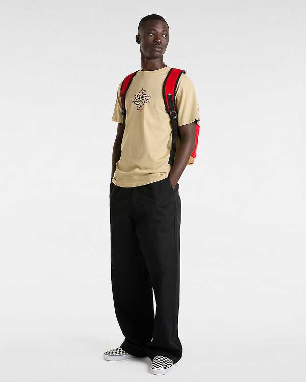 Beige Men Vans Orbits T Shirts Canada | VN5203487